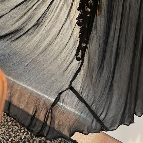 𝅺Elegant Rhythm Embellished Dipped Side Half Sheer Dress Nightdress - Picture 6 of 16